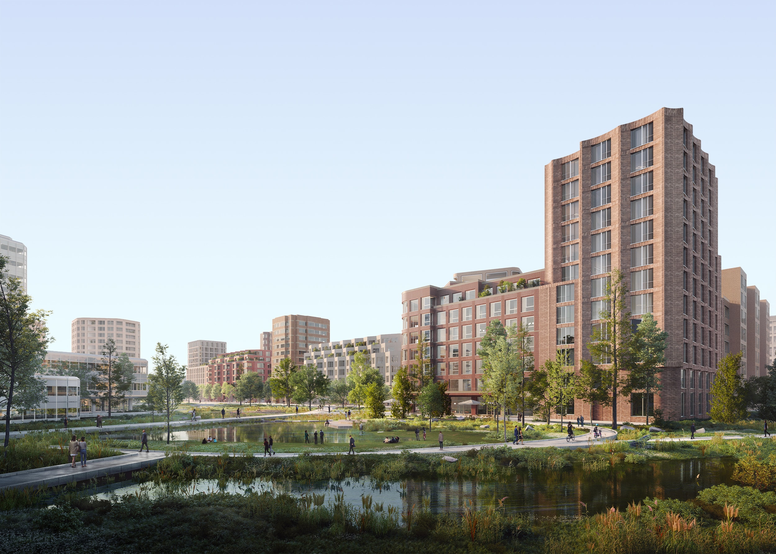 An overview of the residential area within Think District.